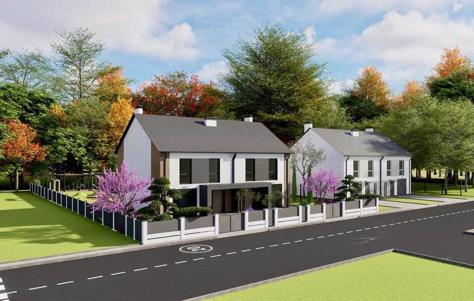 3D-Visualisierung der Fassade eines Einfamilienhauses