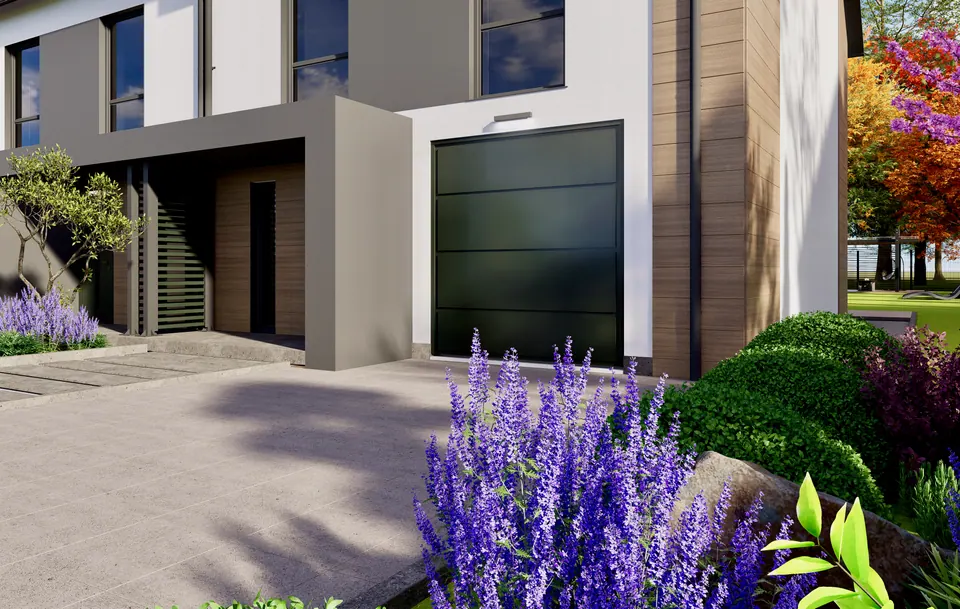3D-Modell einer Hausfassade mit allen Details und Texturen