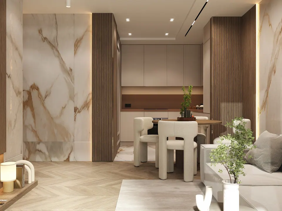 open plan living room kitchen vienna austria