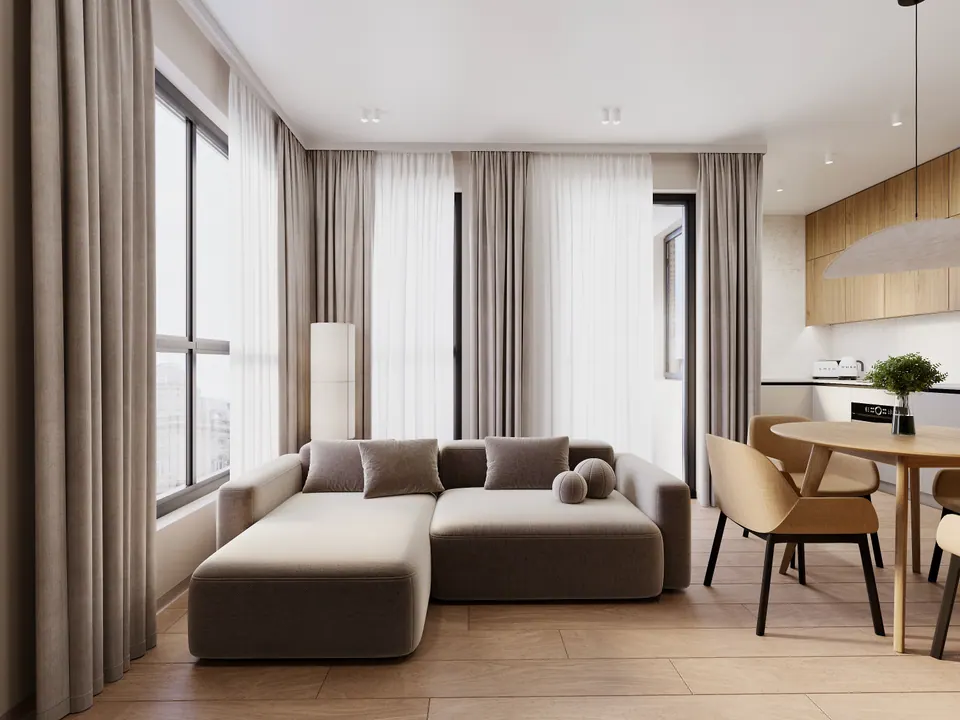 modern lounge area with soft furnishings