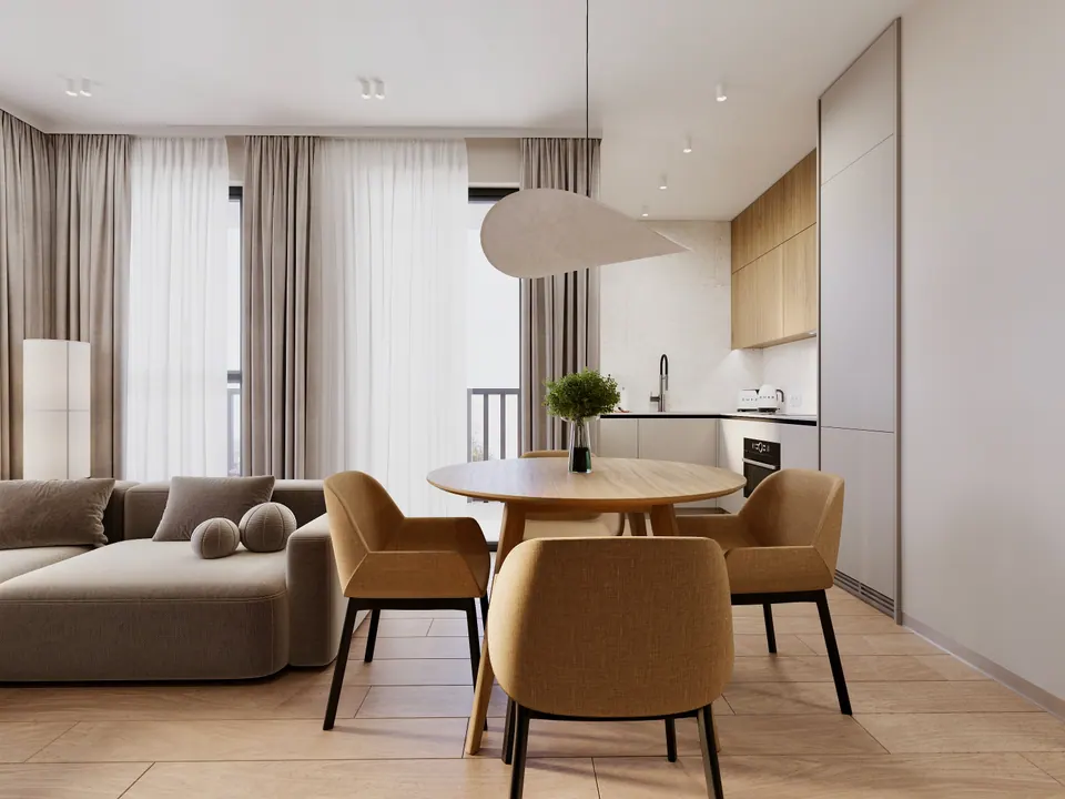 stylish kitchen-living space interior