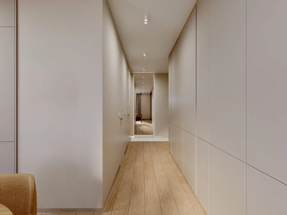 modern entryway with custom furniture