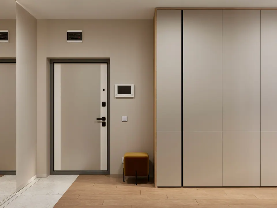 hallway design with built-in closet