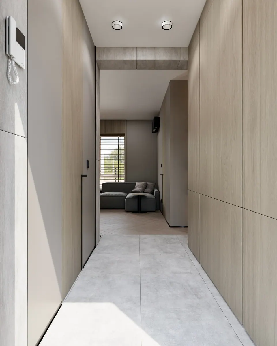 stylish hallway connecting rooms