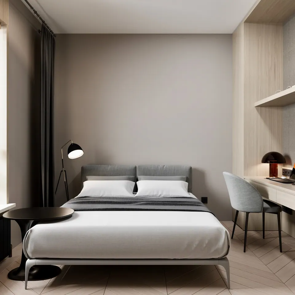 bedroom interior with natural textures