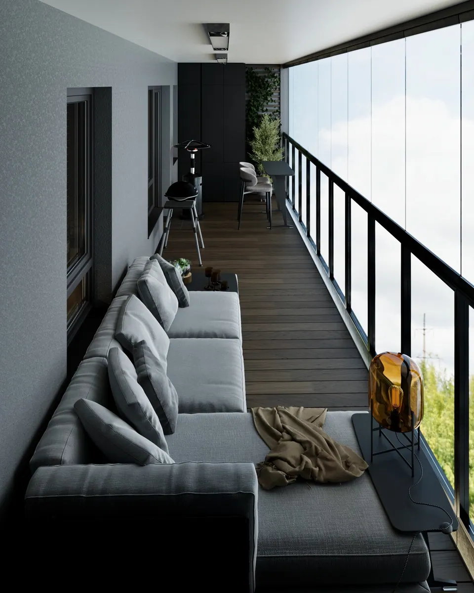 stylish terrace with lounge zone