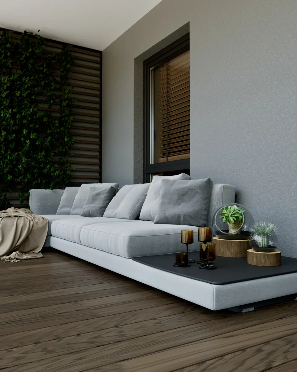 small balcony with seating area