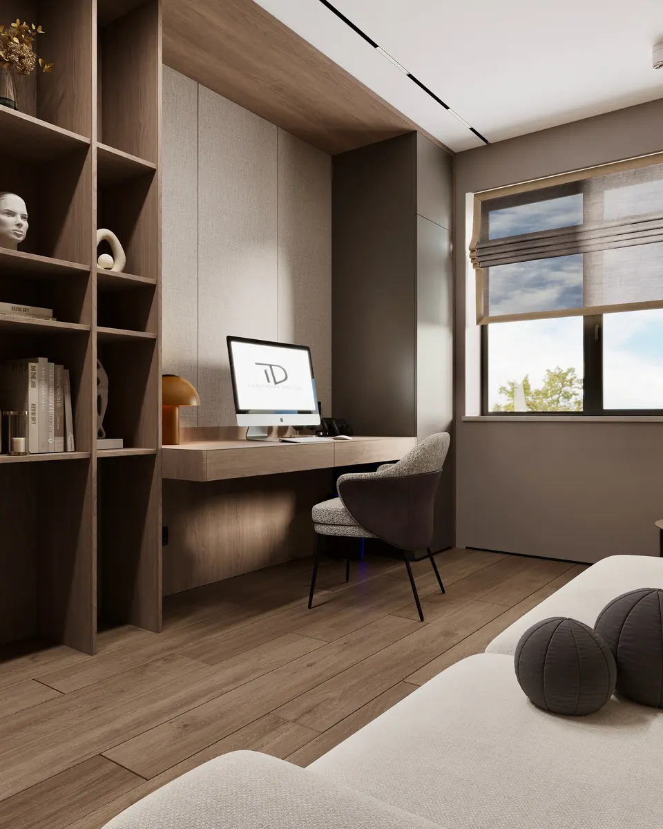 Arbeitszimmer mit individuell gefertigten Möbeln