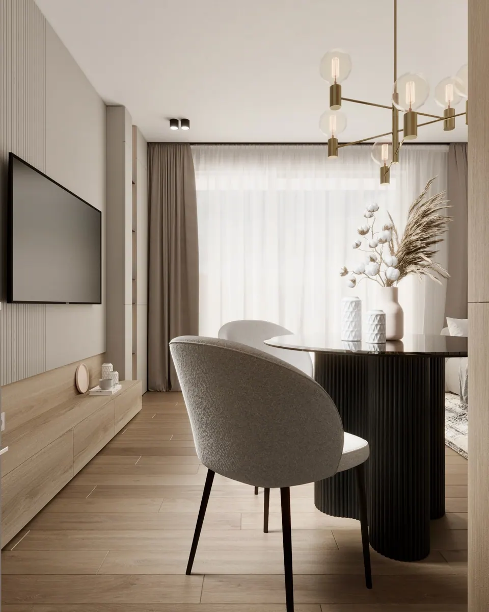 Obývačka s kuchyňou — byt vo Varšave, 43 m²