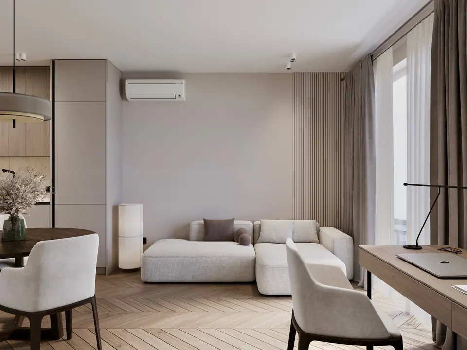 minimalist living room decor in warsaw apartment