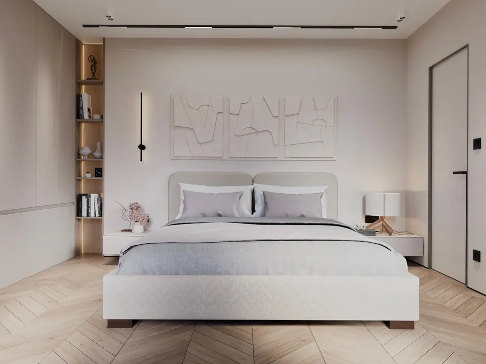 bedroom with custom headboard design warsaw