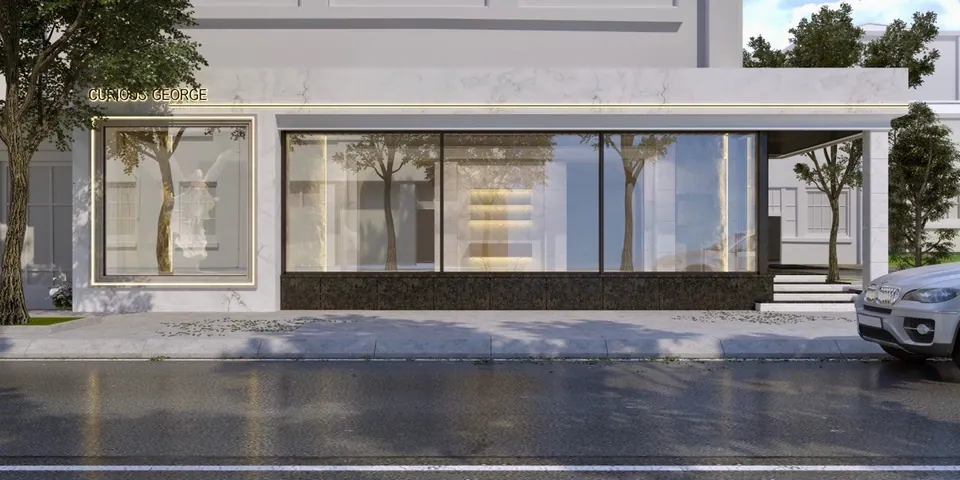 custom facade concept for a modern barbershop in Kyiv, Ukraine