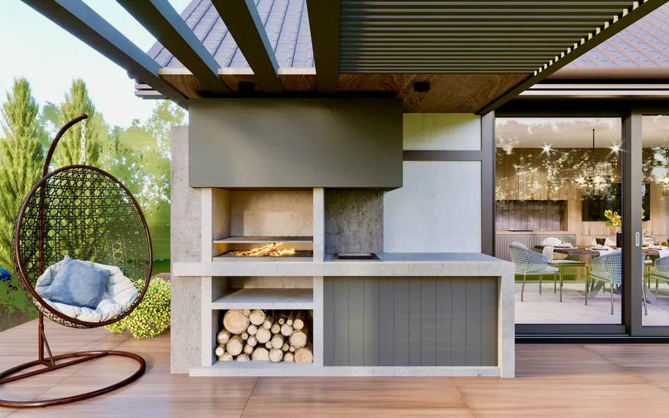 дизайн беседки с перголой для частного дома Братислава Словакия