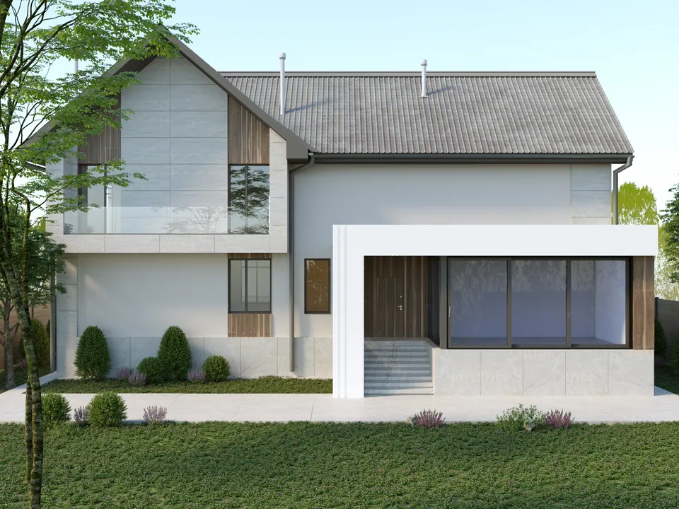 photorealistic 3D visualization of private house facade Bratislava Slovakia