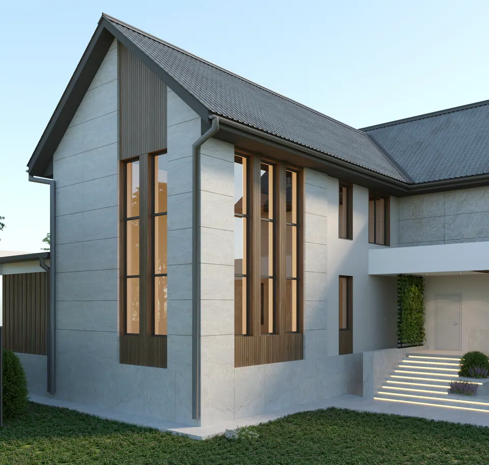 private house facade concept and materials Bratislava Slovakia