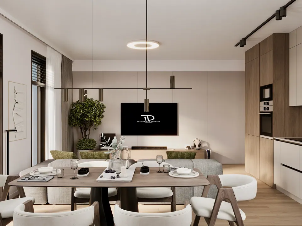 Moderne Wohnküche, Interior Design — Wohnung in Bratislava, Slowakei