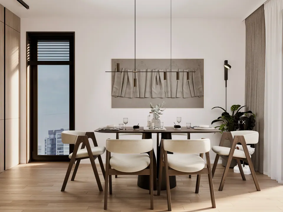 Wohnküche mit Essbereich, modernes Interieur — Bratislava, Slowakei