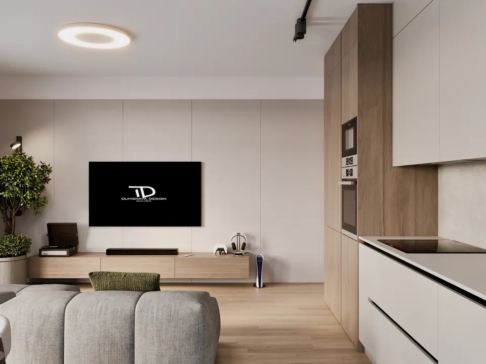 Helle Wohnküche, modernes Interieur — Wohnung in Bratislava, Slowakei