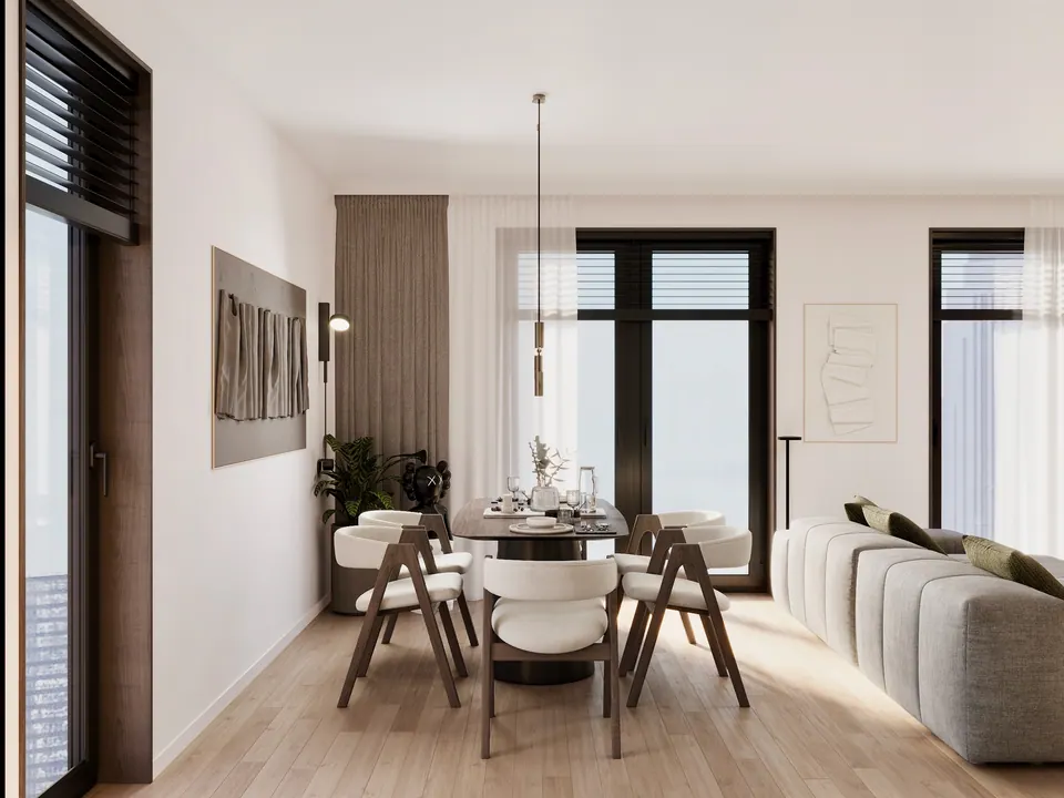 Moderne Wohnküche mit Sofabereich — Wohnung in Bratislava, Slowakei