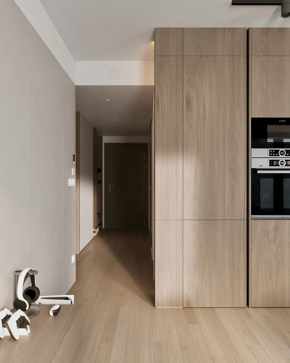 Innenarchitektur der Wohnküche — moderne Wohnung im Metropolis, Bratislava, Slowakei