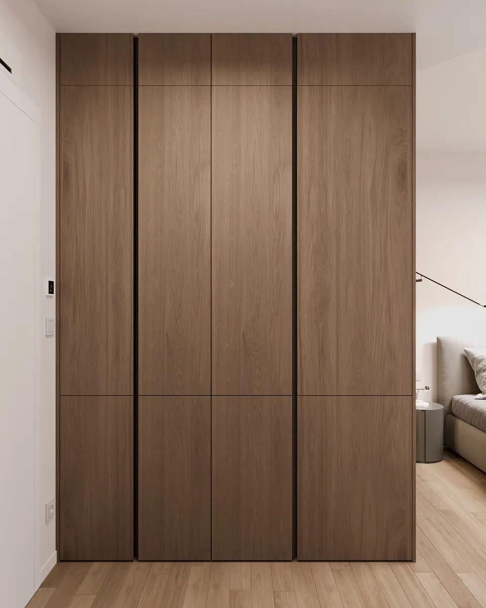 Minimalistisches Schlafzimmer — moderne Wohnung in Bratislava, Slowakei