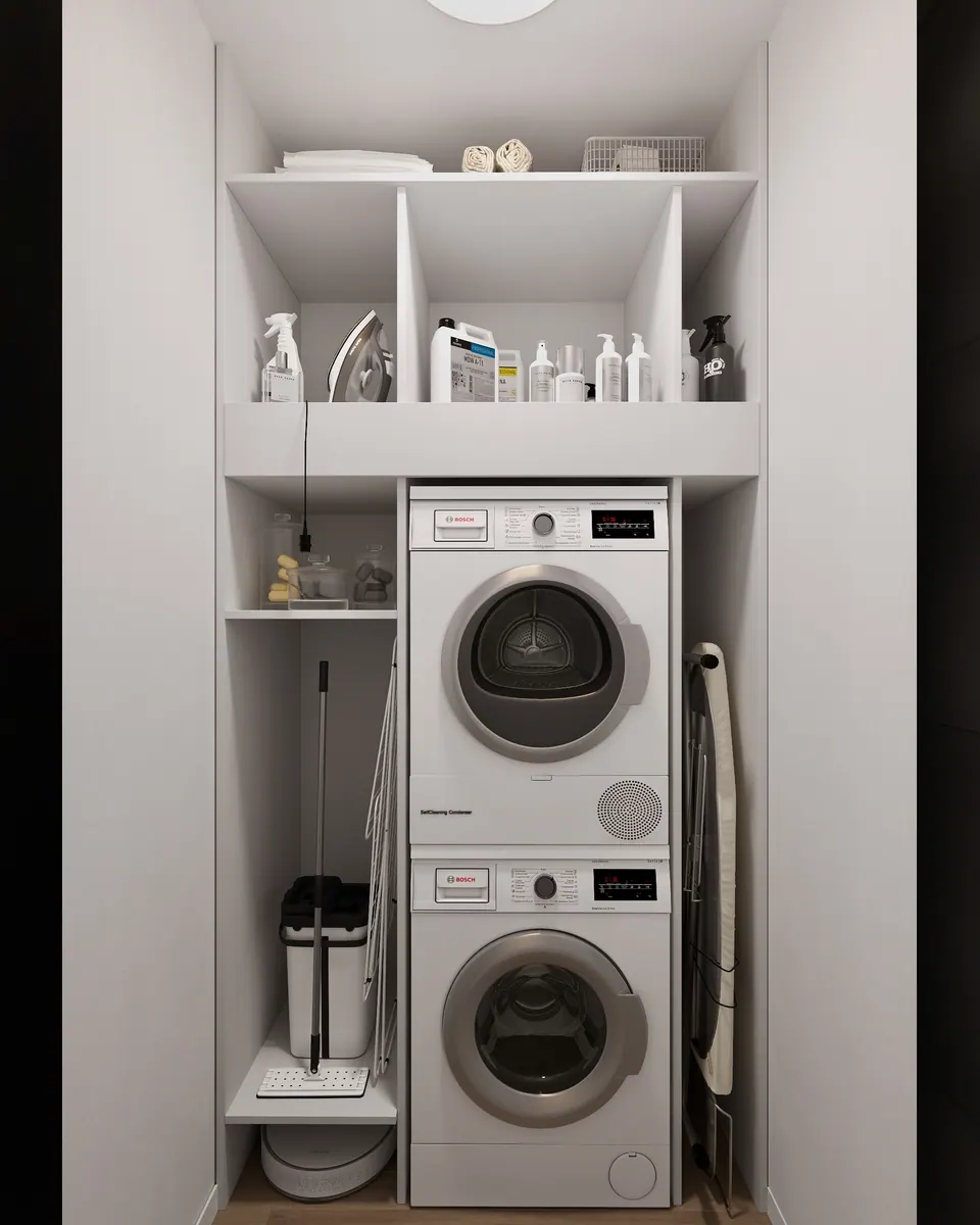 Hauswirtschaftsraum, modernes Interieur — Wohnung im Metropolis, Bratislava, Slowakei