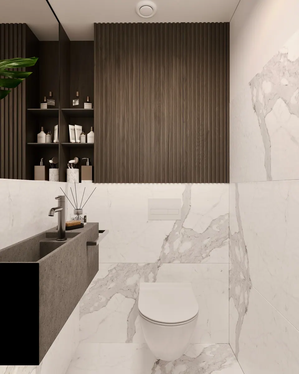 Badezimmer, modernes Interieur — Wohnung in Bratislava, Slowakei