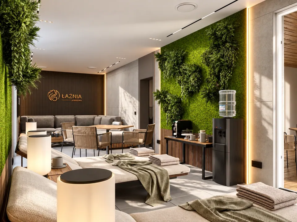 sauna with custom furniture