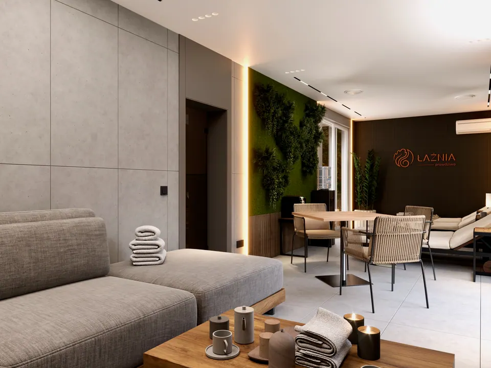 bathhouse with custom furniture