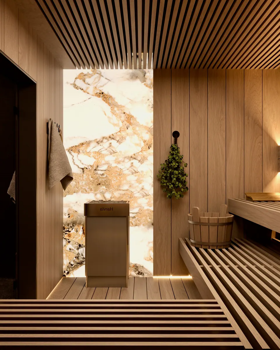 modern spa and sauna concept with natural wood