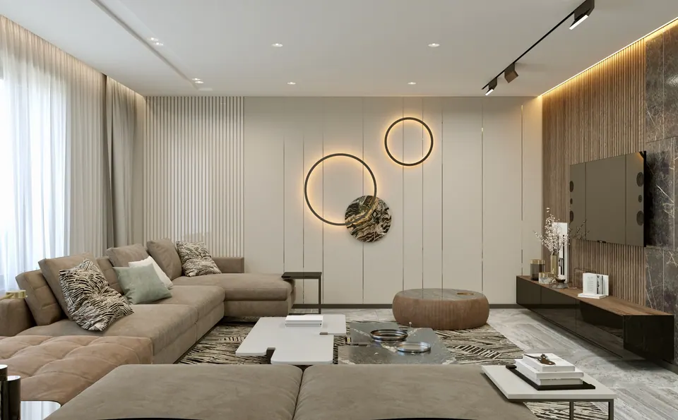 statement lighting in luxury living area