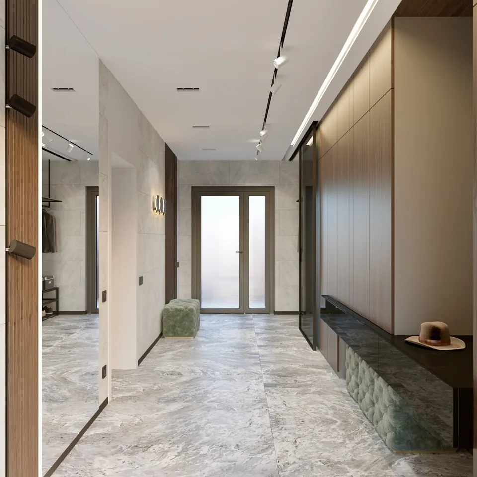 hidden storage in high-end hallway