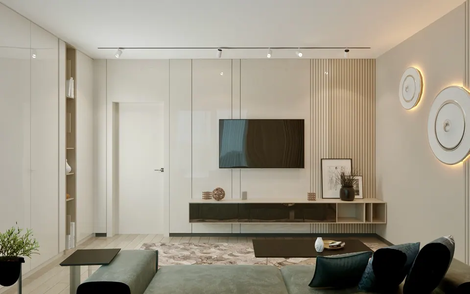 modern fireplace in luxury living room
