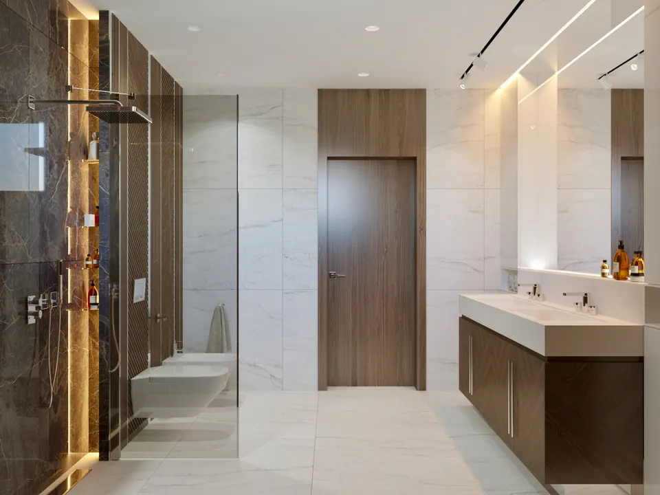 luxury bathroom with freestanding tub