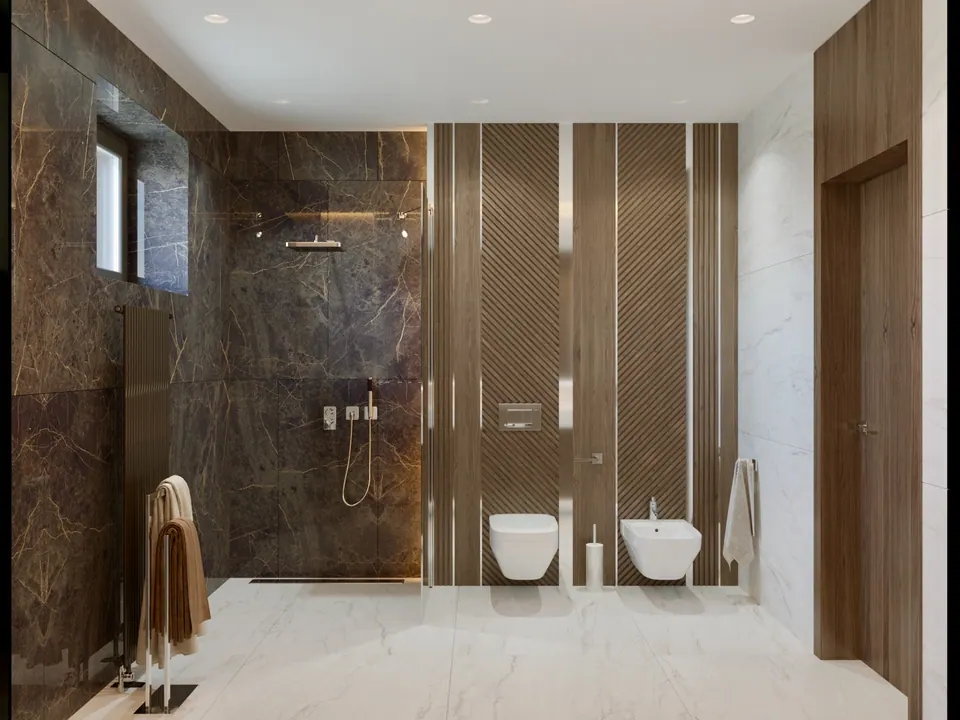 natural light in luxury bathroom setting