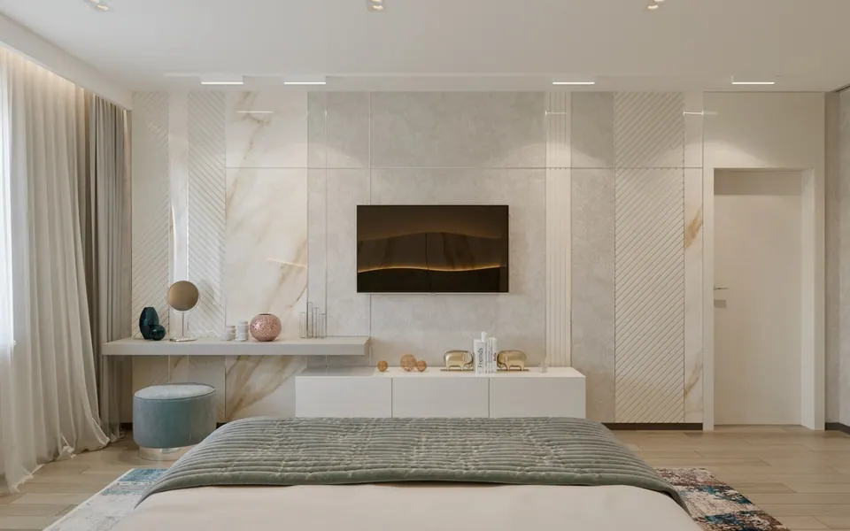 muted colors in premium bedroom interior