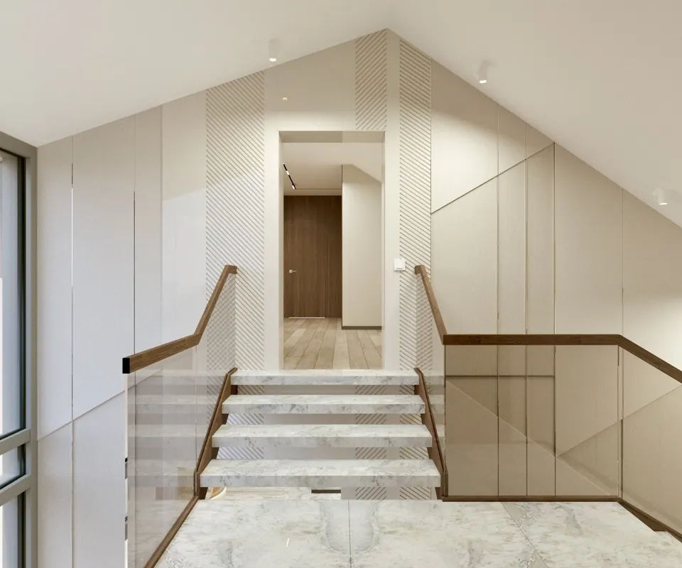 corridor with premium floor and wall finishes