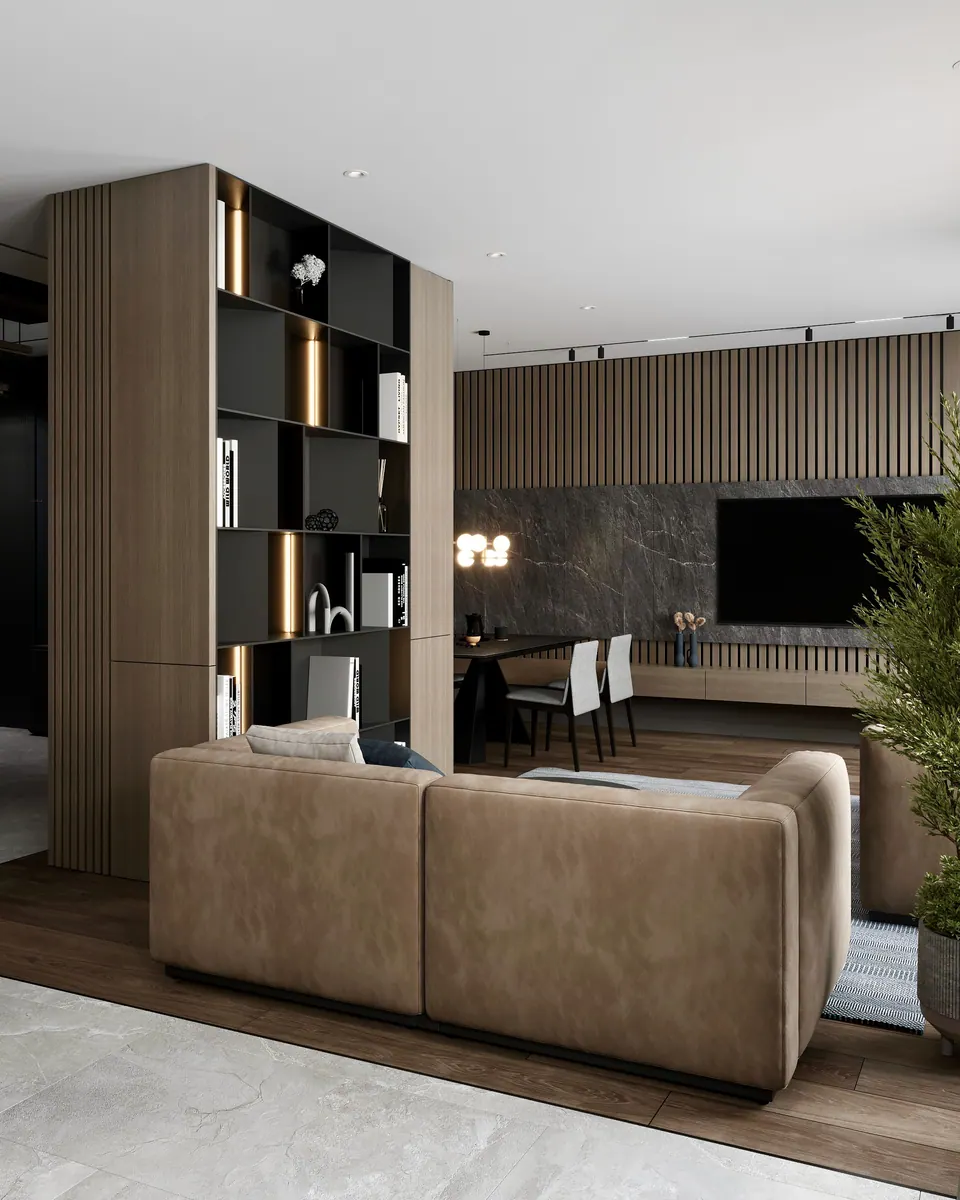 Modernes Wohnzimmer mit Maßmöbeln — Bratislava