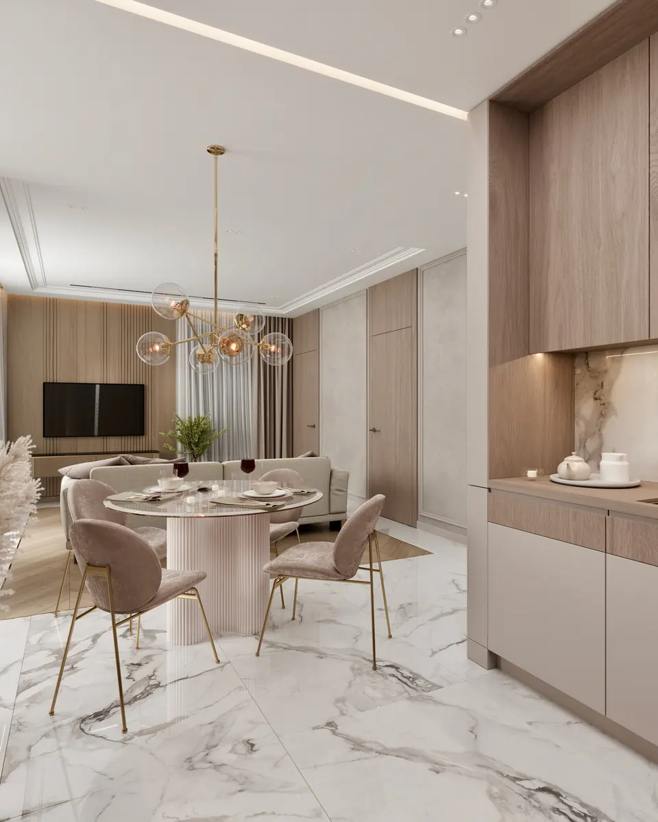 Obývačka s kuchyňou — byt v Kyjeve, 119 m²