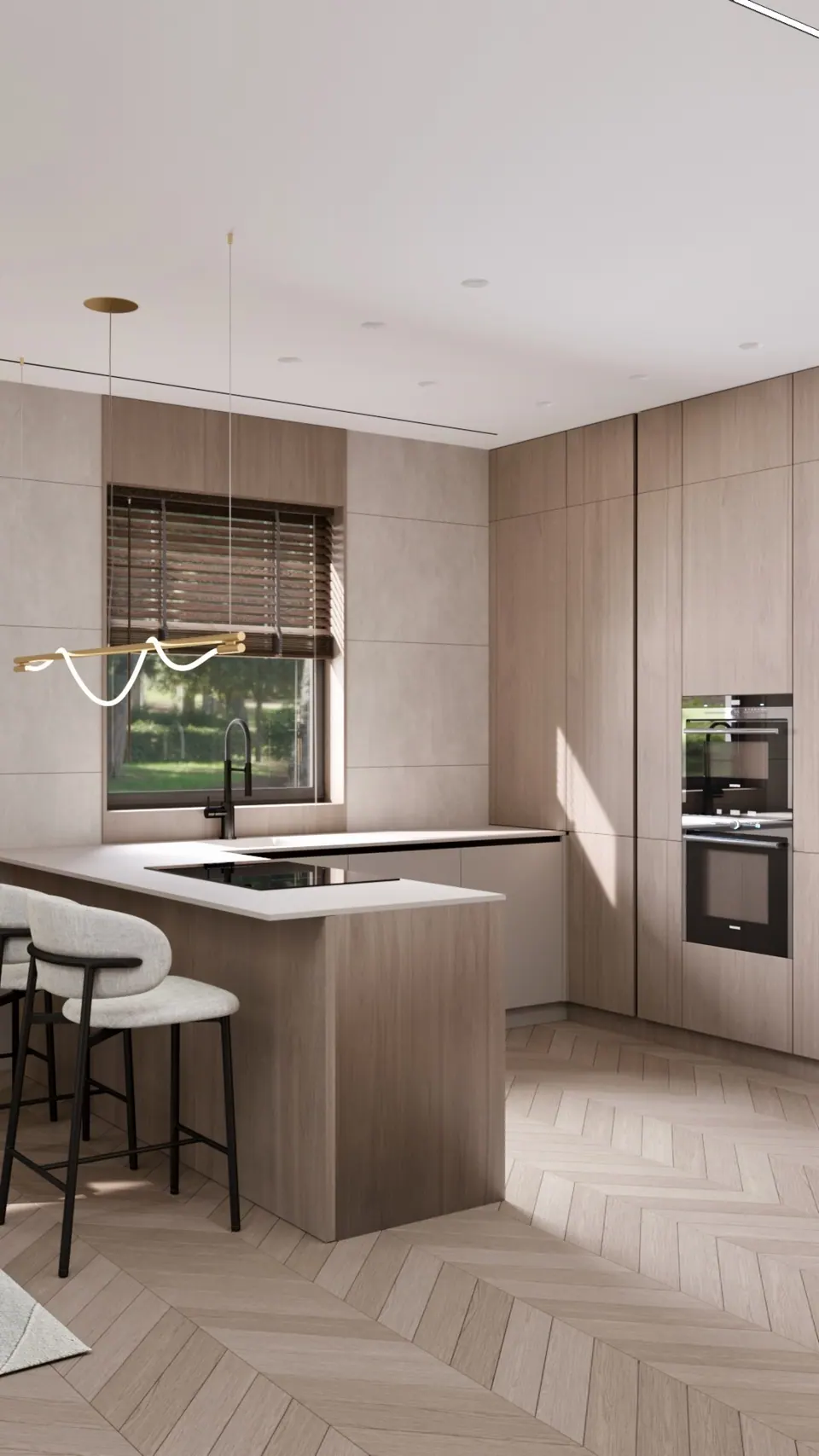 open shelving with designer lighting in kitchen berlin germany