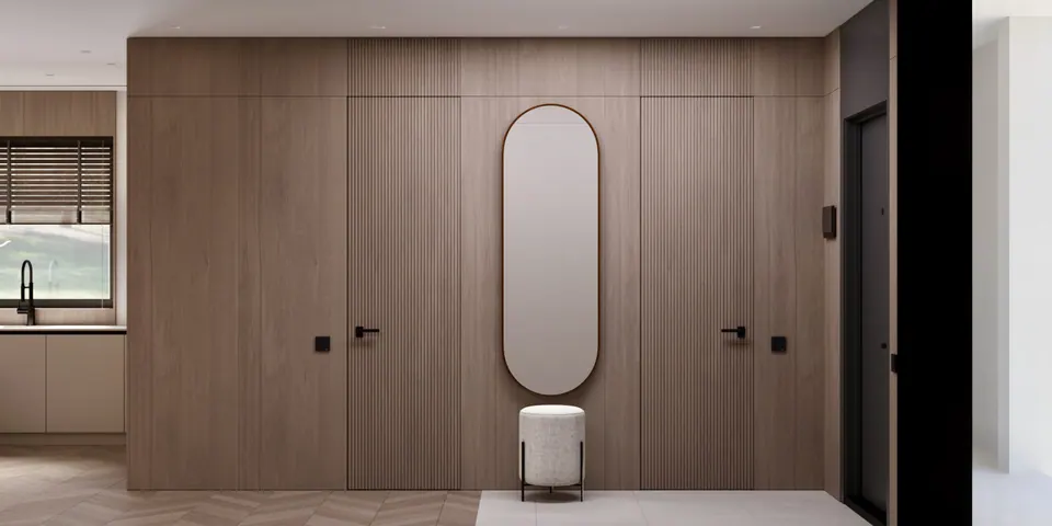 modern corridor with built-in wardrobe berlin germany
