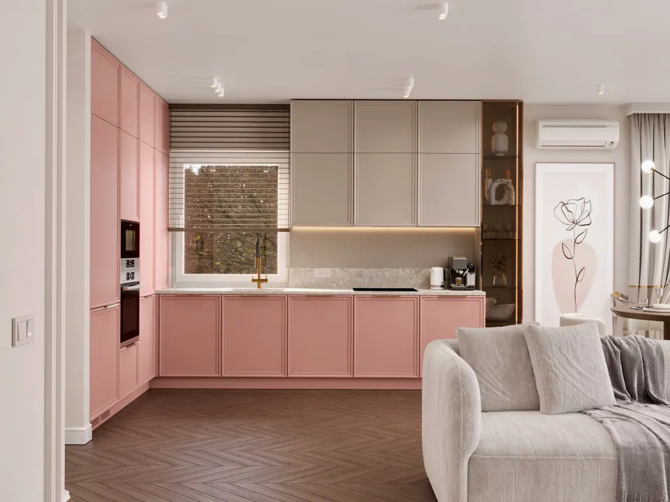 Wohnküche, modernes Interieur eines Einfamilienhauses, Bratislava, Slowakei