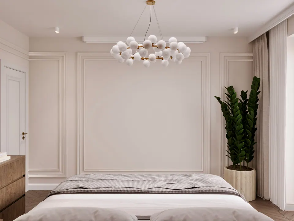 Interieur des Hauptschlafzimmers, Einfamilienhaus, Bratislava, Slowakei, DUMSKAYA DESIGN