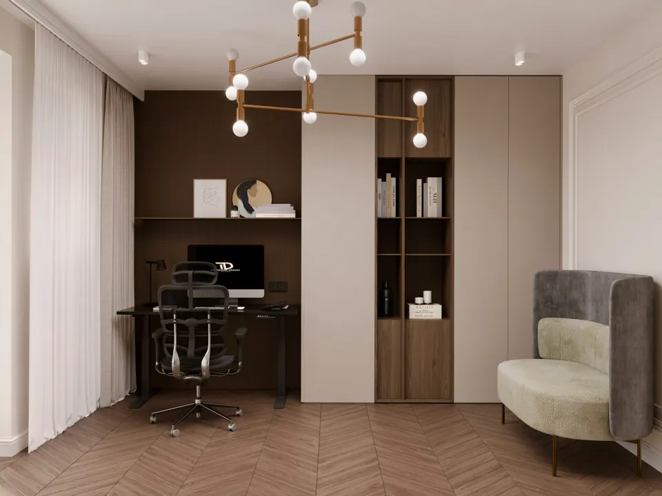 Modernes Arbeitszimmer zu Hause, Interieur eines Hauses, Bratislava, Slowakei