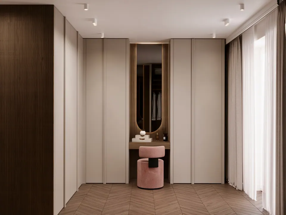 Moderner Schrankraum, Interieur eines Hauses, Bratislava, Slowakei