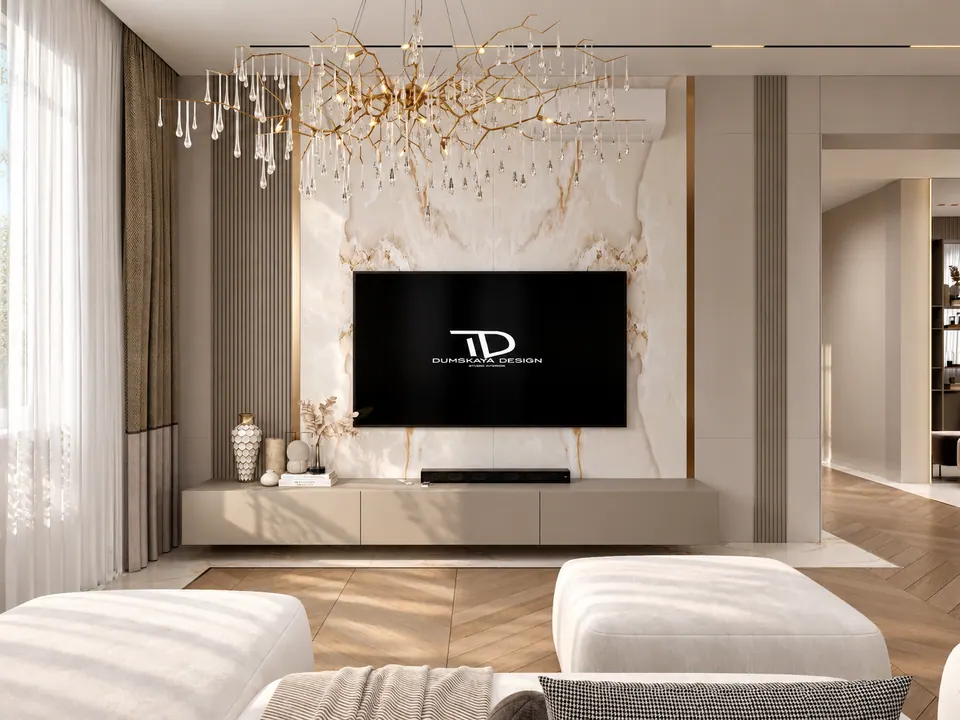 luxury villa living room with panoramic view