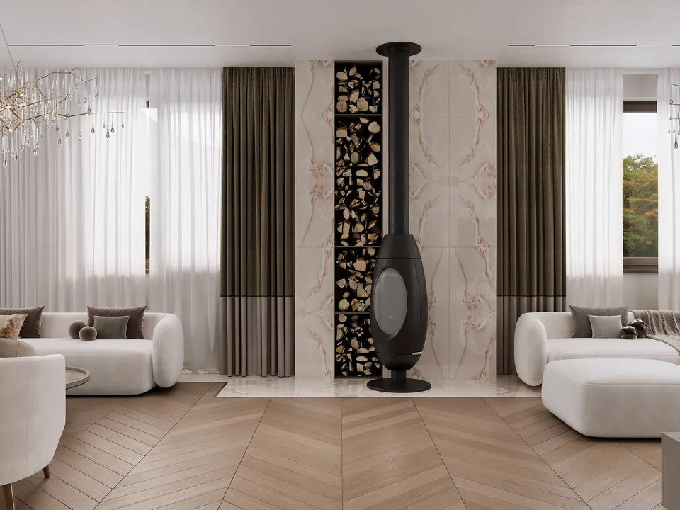 statement lighting in luxury living area