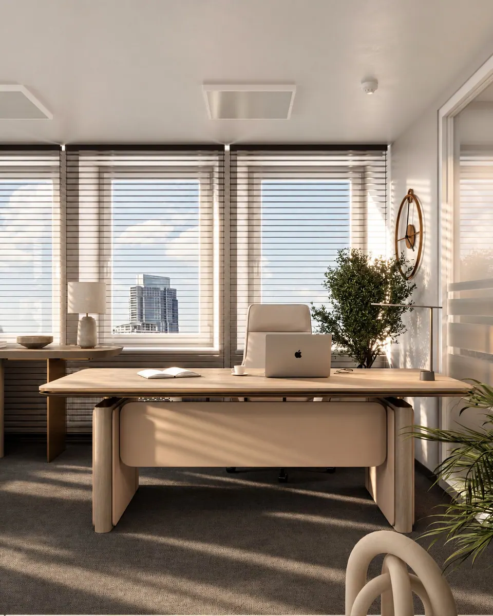 Executive office: desk by the panoramic windows