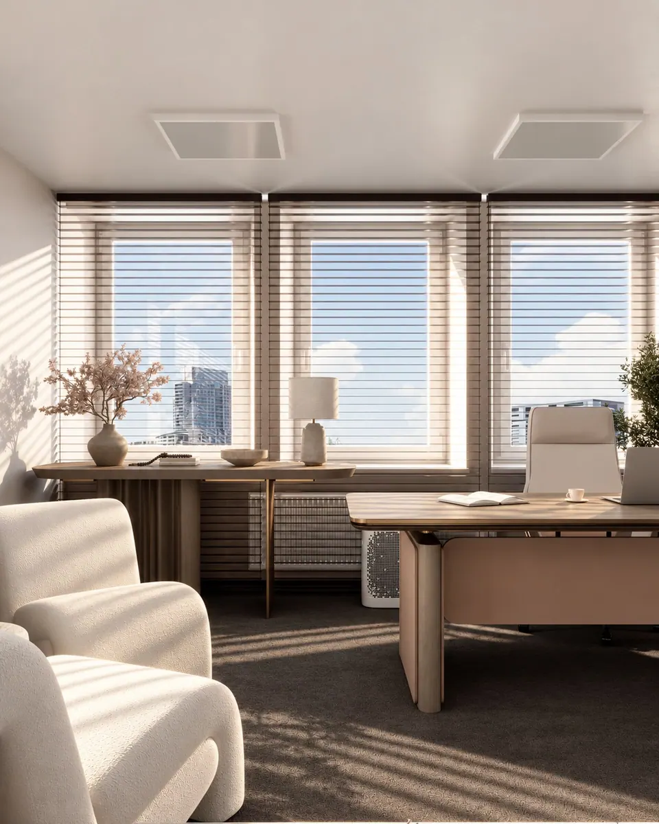 Executive desk and guest armchairs