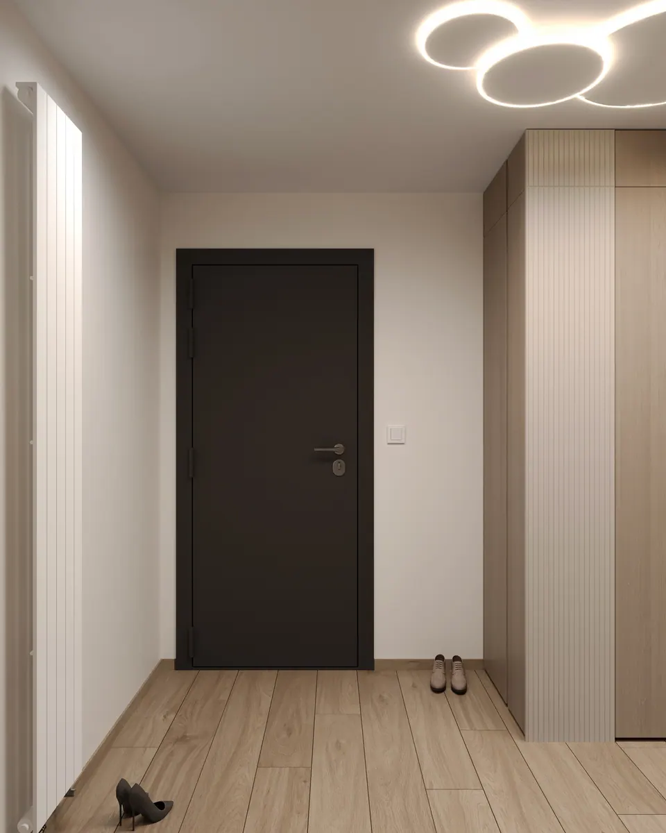 Predsieň so vstupnými dverami — byt v Eurovea City v Bratislave, 56 m²